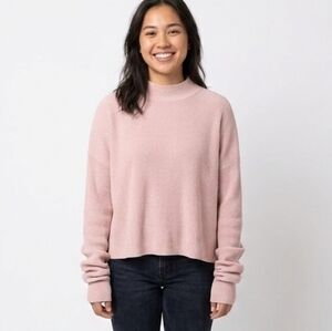 Femme Ribbed Knit Mock Neck Knit Sweater longer sleeves soft Oversized Large